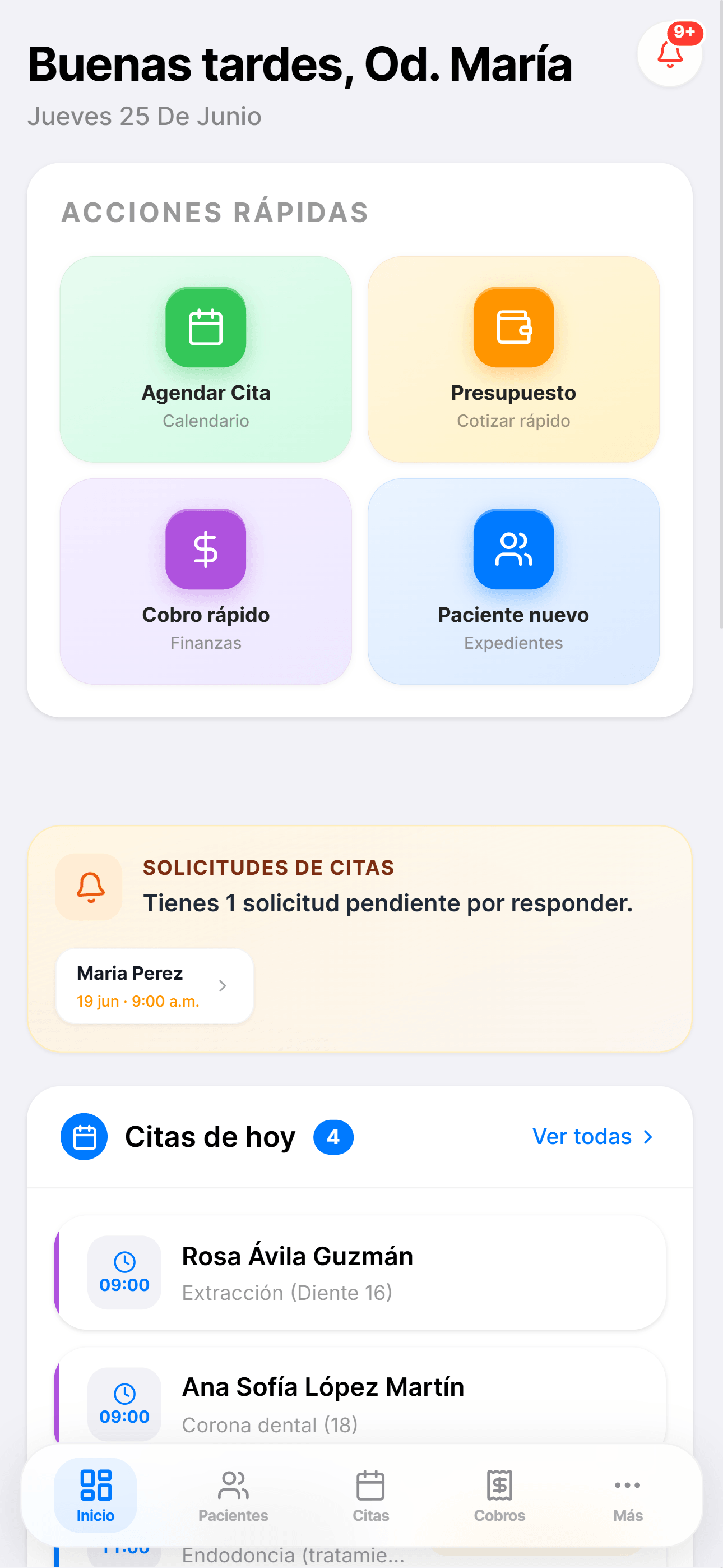 NacarOS en el celular: inicio con citas del día