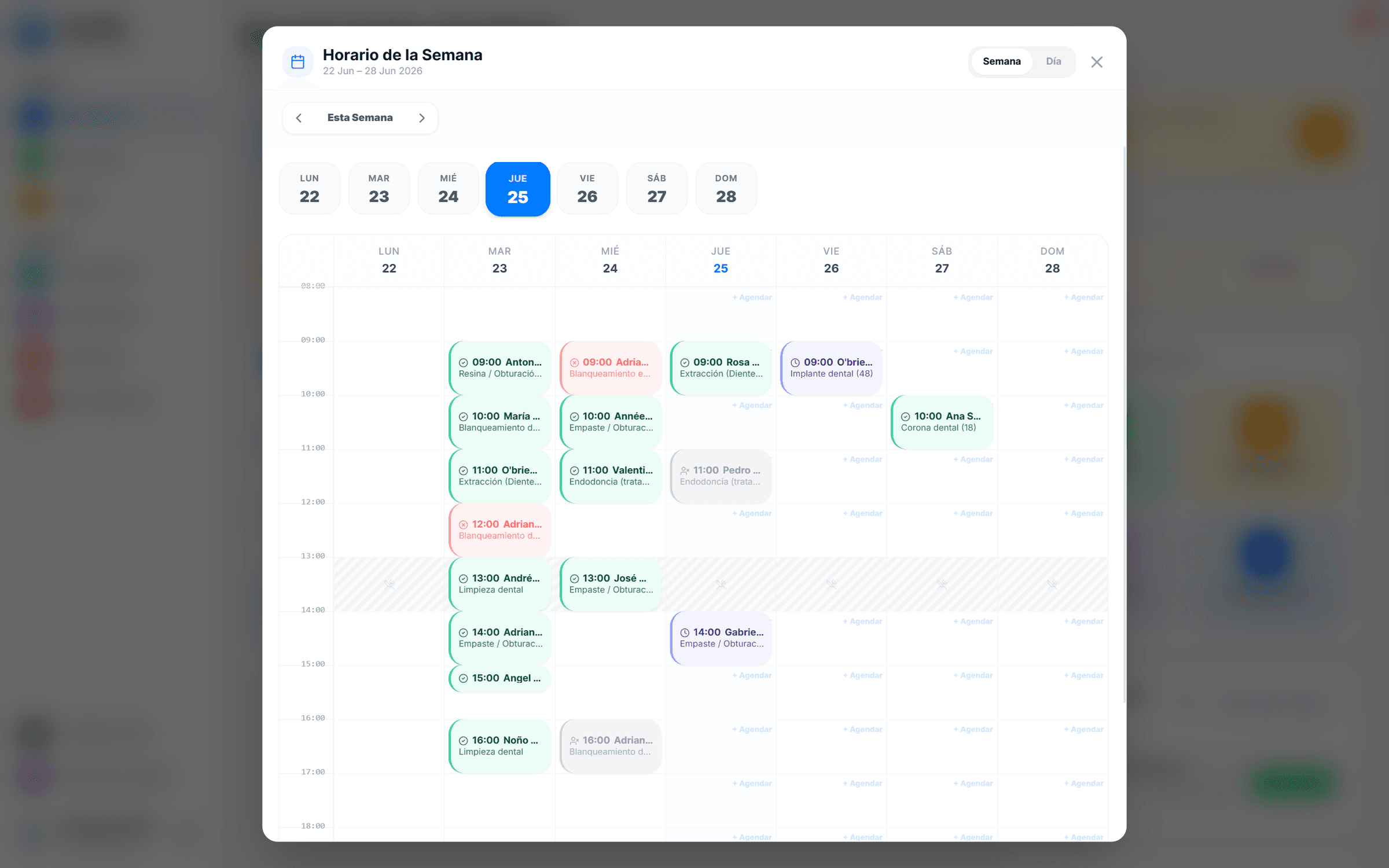 Calendario Semanal Drag & Drop